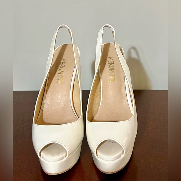 MERUMOTE Women Slingback Shoes Peep Toe Platform 6 inch Heels.Size 6. Worn 1x. - Picture 2 of 8
